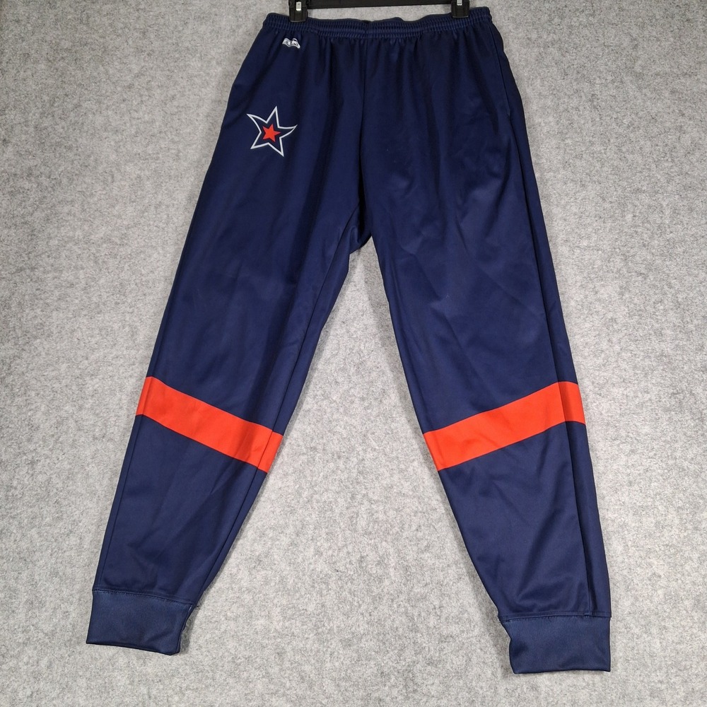 Athletic Knit Track Pants Mens Large Navy Blue Star Logo Joggers Ribbed Cuffs‎